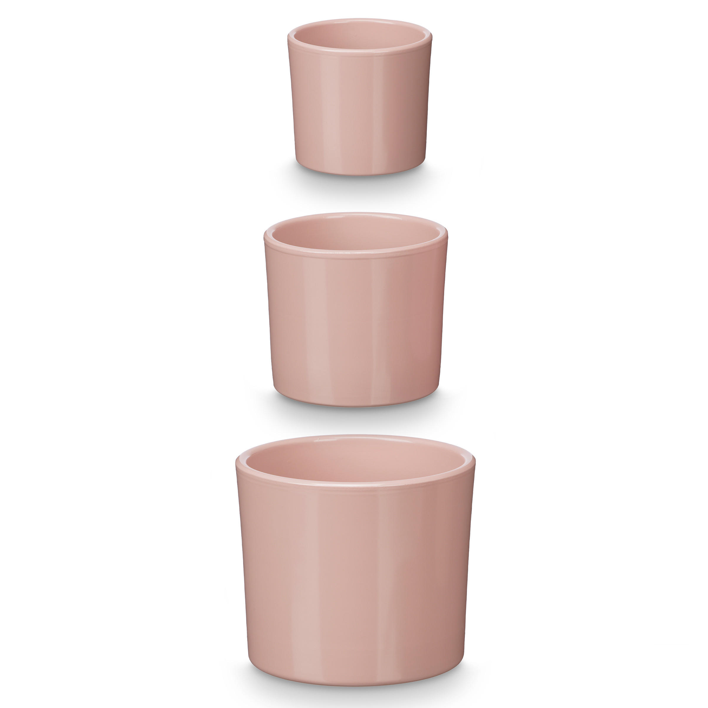 BLUMENTOPF Keramik 14/17/22 cm, 3er Set - Rosa, Keramik (22/19/22cm) - Ibergarden