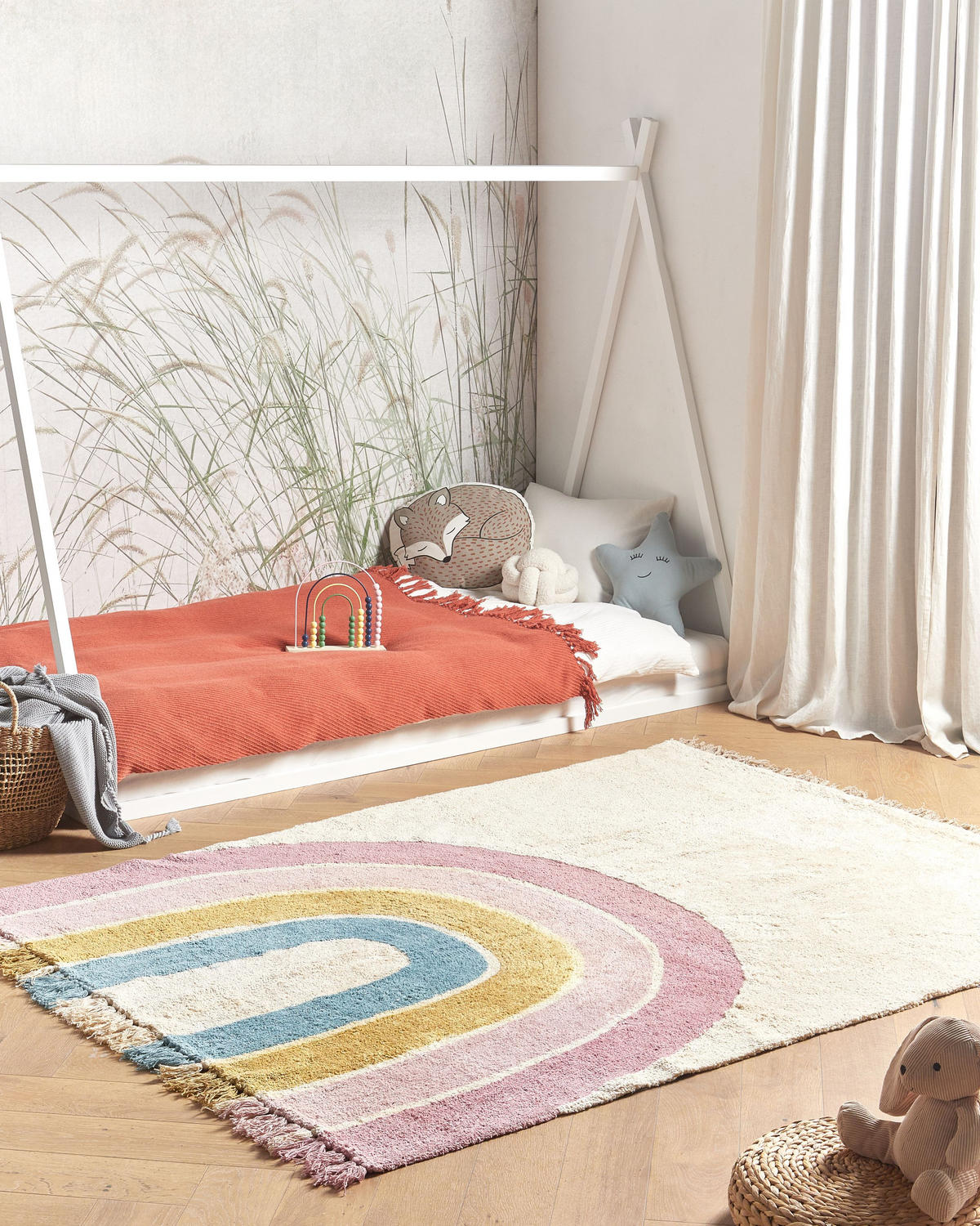 DĚTSKÝ KOBEREC Barevný 140/200 cm Bavlna Tatarli - béžová, textil (140/200cm) - Beliani