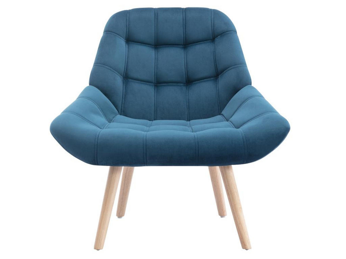 SESSEL - Samt - Blau - LUOSTO - Blau, Textil (79/83/87cm) - Vente-Unique