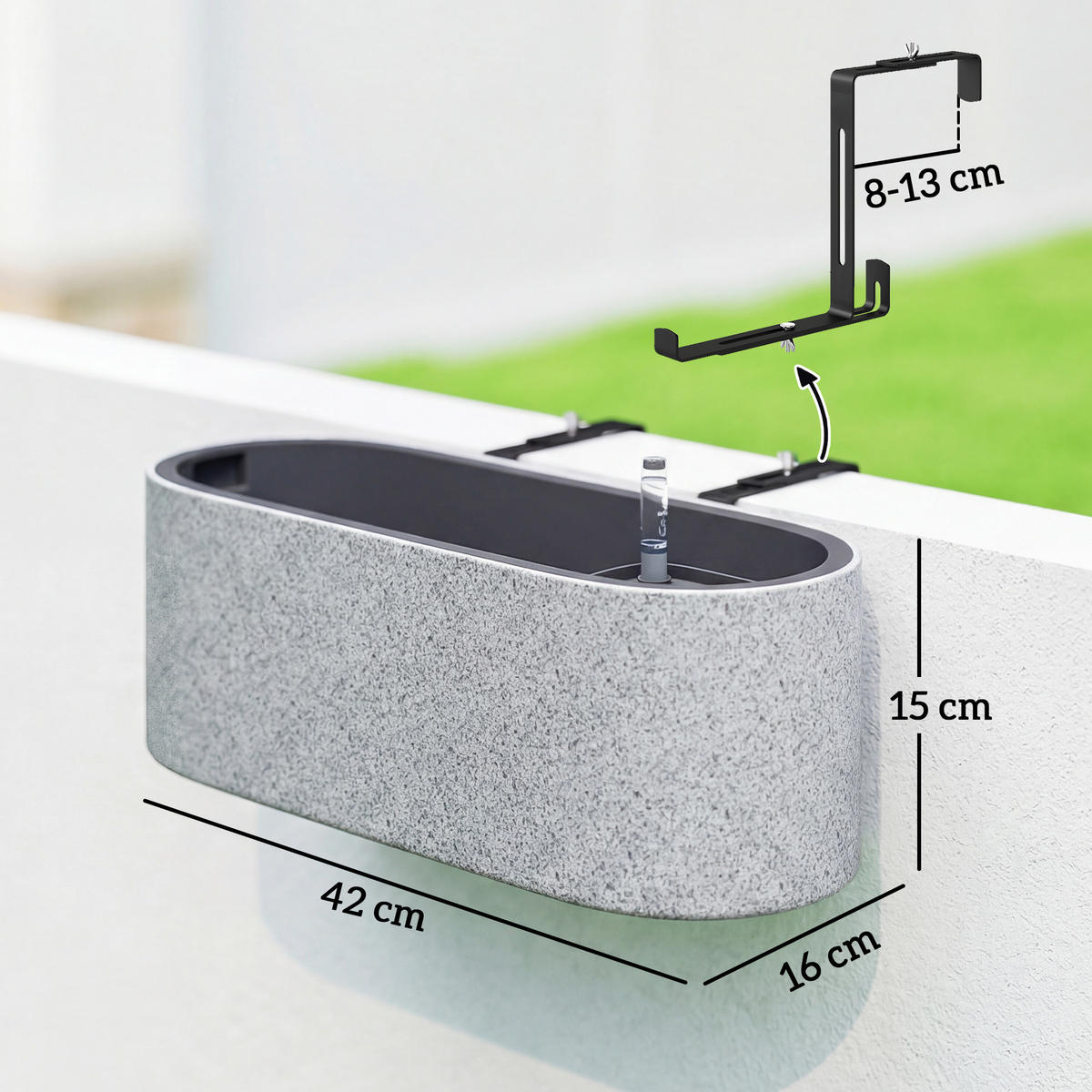 BLUMENTOPF 2er Set Kunststoff Hellgrau - Hellgrau, Kunststoff (15cm) - Outsunny