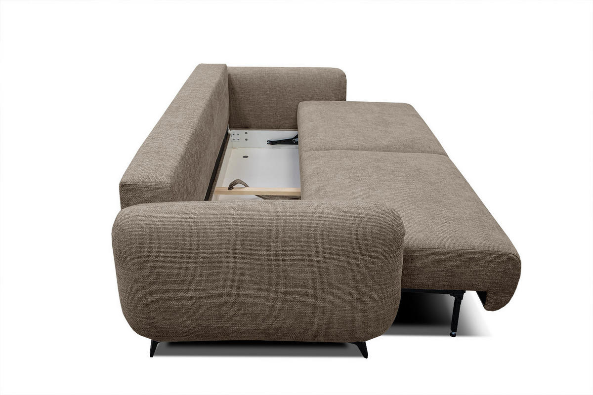 SOFA DRAKE 3-Sitzer mit Schlaffunktion, taupe - Taupe/Braun, Holz/Textil (232/90/107cm) - Courtois Laville