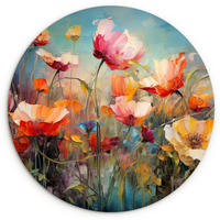 WANDBILD Blumen - Aquarell - Kunst - Botanisch - Natur 150x150 cm - Orange, Kunststoff (150/150cm) - MuchoWow