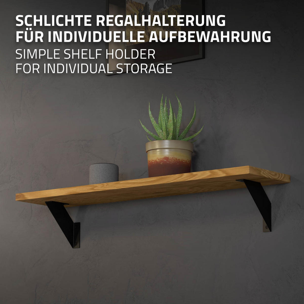 REGALHALTERUNG 2er Set - Schwarz, Metall (15/15/3cm) - ML-DESIGN