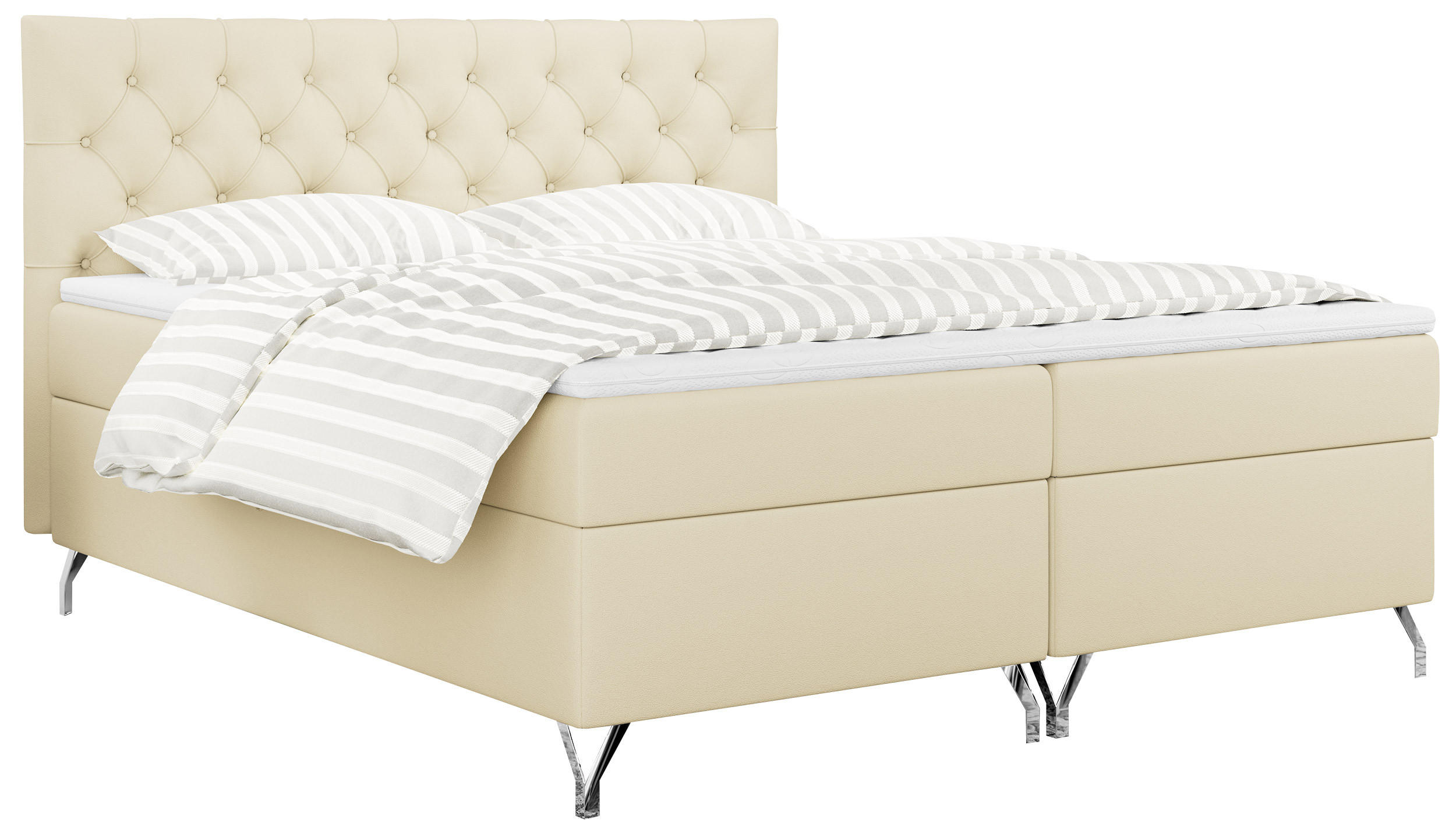 BOXBETT GRIMALDI 140/200 Creme Kunstleder - H3 - Creme, Holz/Textil (140/200cm) - MKS