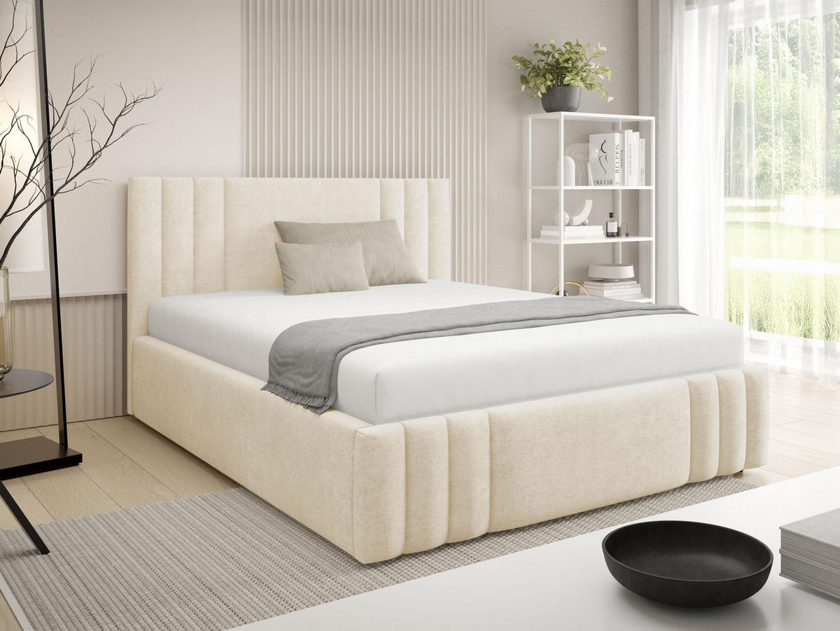 POLSTERBETT Ribo - Creme, Holz/Textil (140/200cm) - MIRJAN24