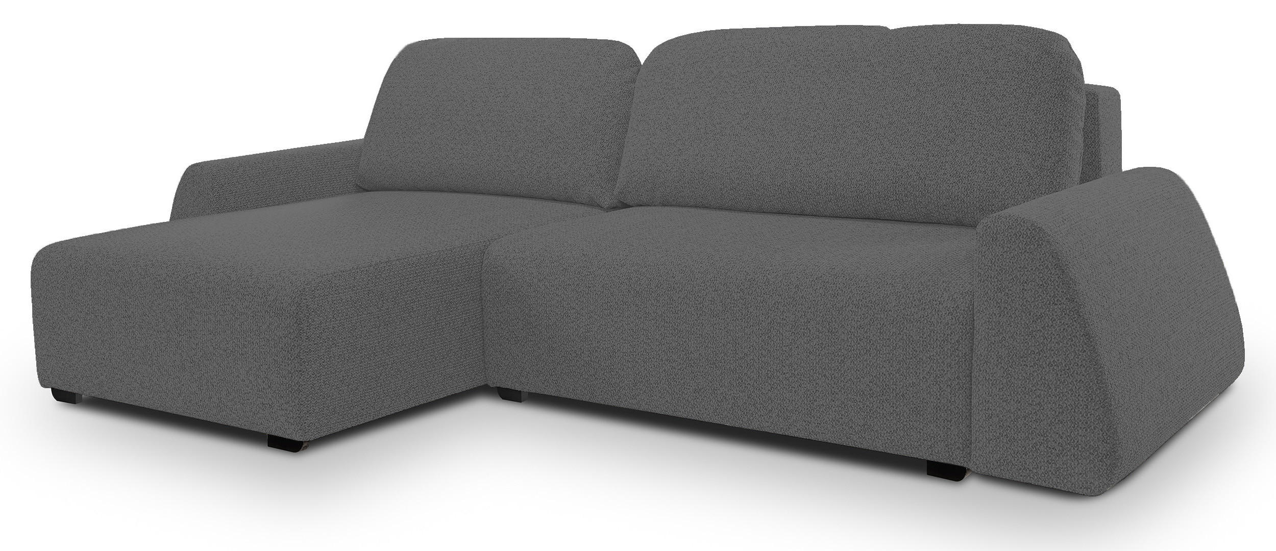 ECKSOFA ALMI mit Schlaffunktion, Bettkasten, Wellenfedern Komfortable Sitzpolsterung Elegantes Design Linke, 160x275 cm Grau - Grau, Holz/Textil (160/275cm) - DomoHome