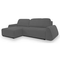 ECKSOFA ALMI mit Schlaffunktion, Bettkasten, Wellenfedern Komfortable Sitzpolsterung Elegantes Design Linke, 160x275 cm Grau - Grau, Holz/Textil (160/275cm) - DomoHome