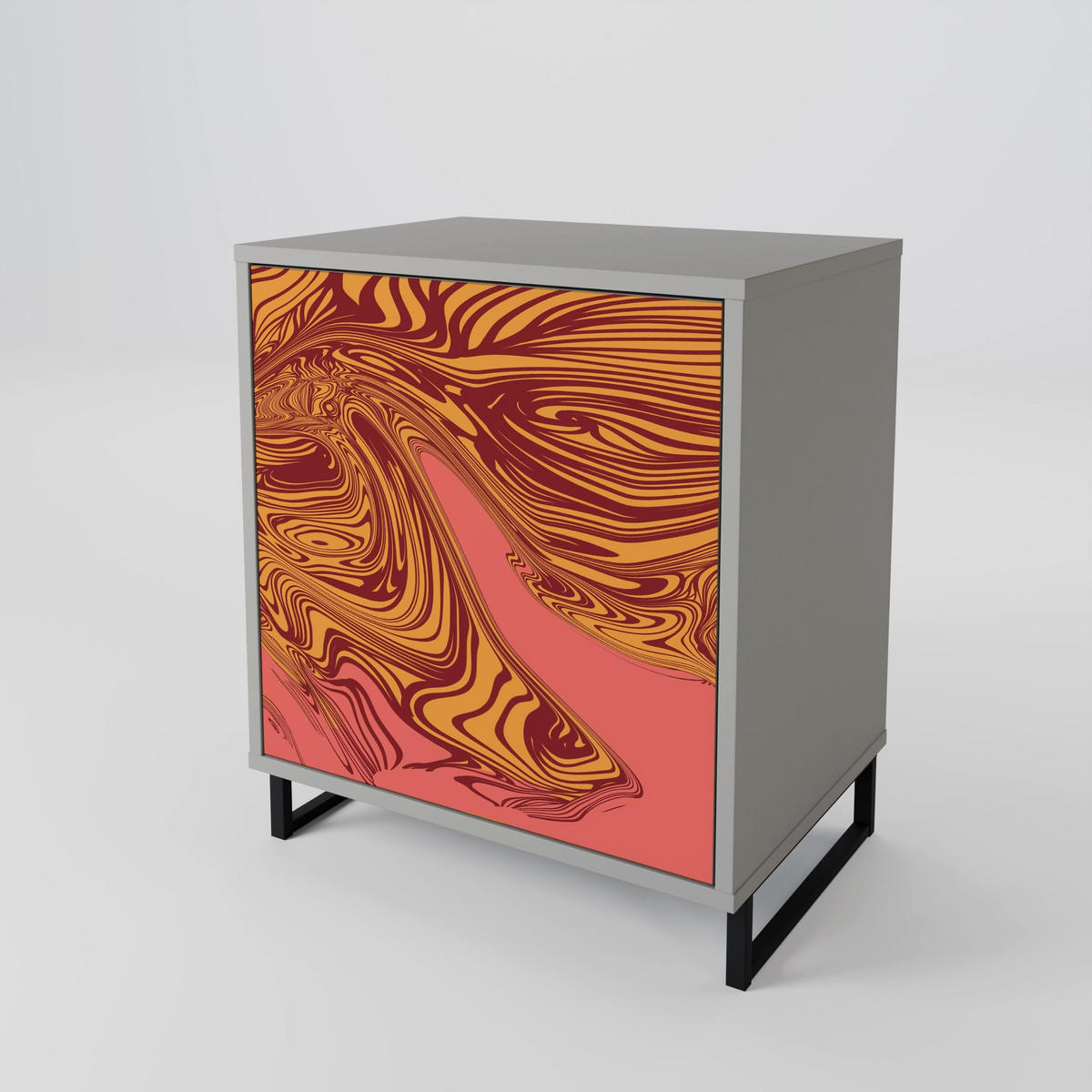 SIDEBOARD FLOATING THOUGHTS, Grau, 57,5x42x57,5 cm, Ohne Füße - Multicolor/Grau, Holzwerkstoff (57.5/57.5/42cm) - SpaceRebels
