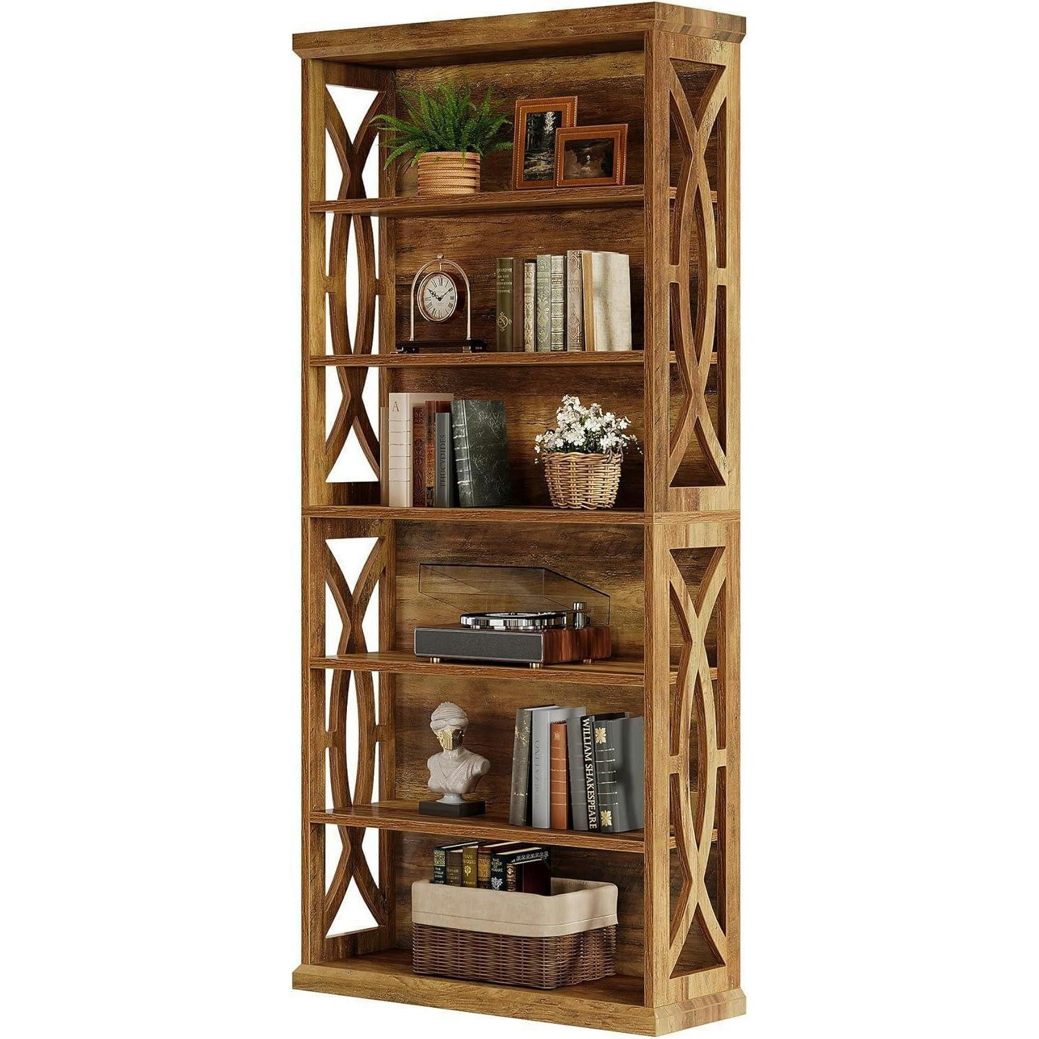 BÜCHERREGAL 6-Etagen Standregal Rustikales Braun 80 x 30 x 180 cm - Braun, Holzwerkstoff (80/180/30cm)