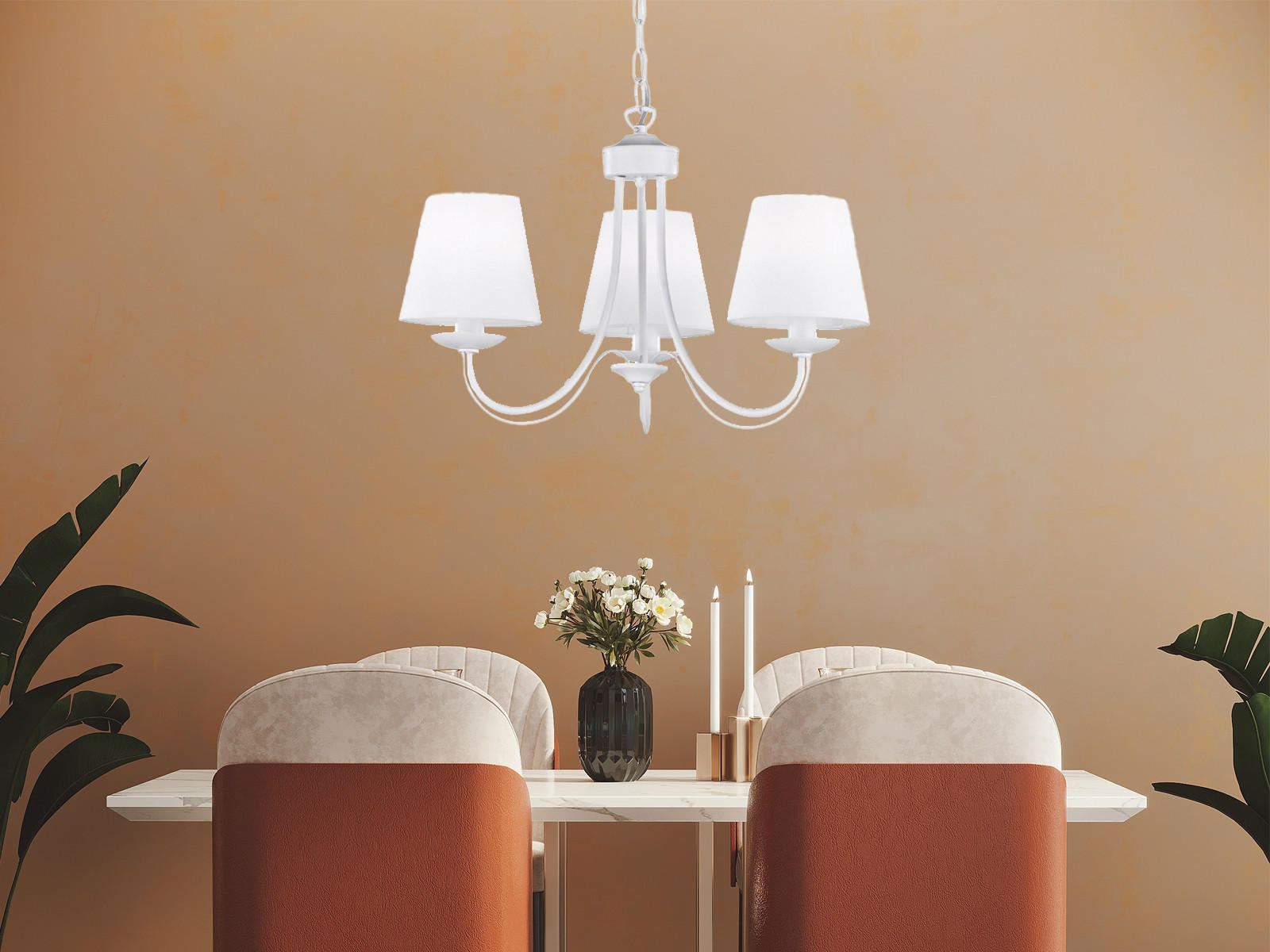 LED-KRONLEUCHTER Ø52cm, Lampenschirme Stoff Weiß - Weiß, Textil/Metall (52/52/150cm) - meineWunschleuchte