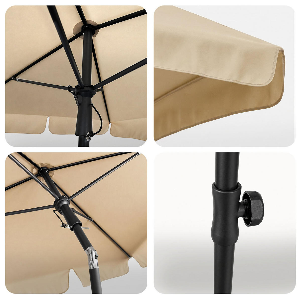 SONNENSCHRIM Beige 235/200 cm - Beige/Schwarz, Metall (200/125cm) - Akord