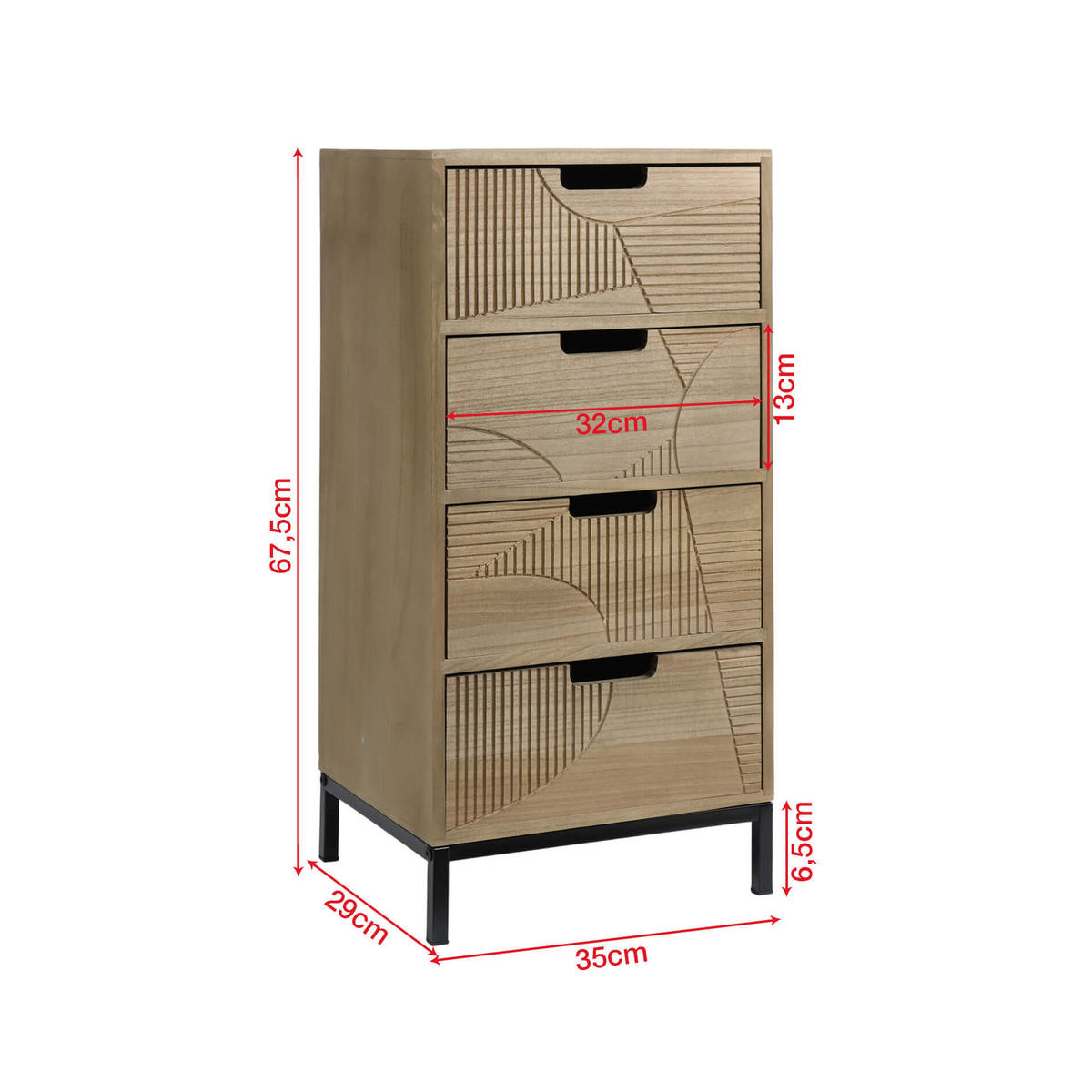 KOMMODE Braun 29/35/68 cm - Braun, Holz (29/68/35cm) - Mobili Rebecca