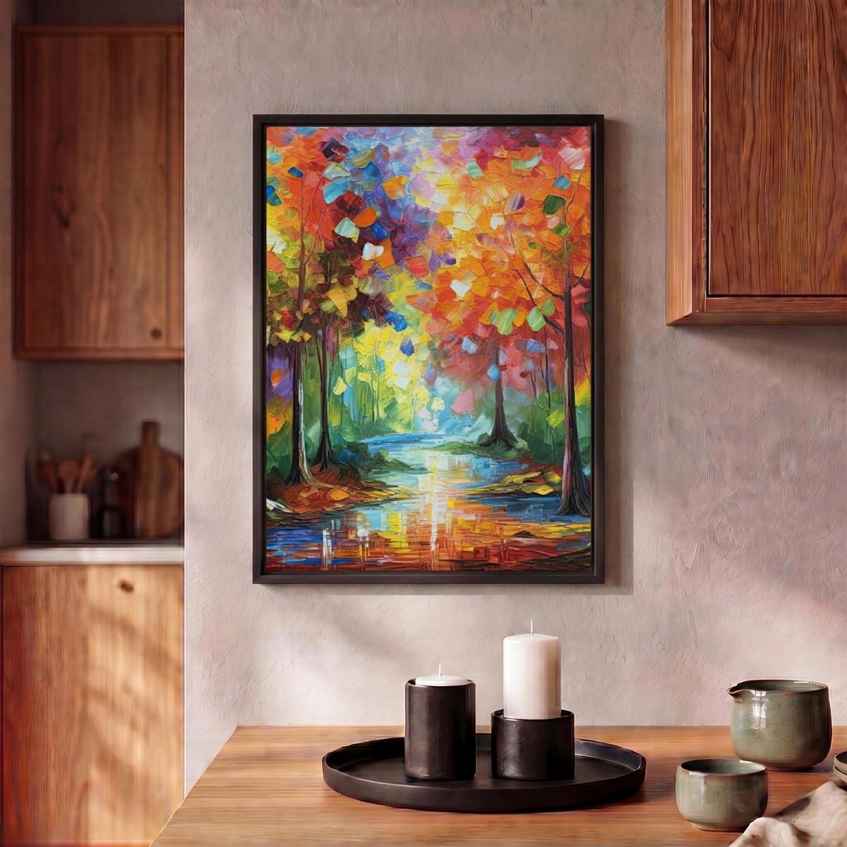 LEINWAND Bilder mit Rahmen - Landschaft - Wald - Farben - Natur - 30x40 - Multicolor, Textil (30/40cm) - MuchoWow