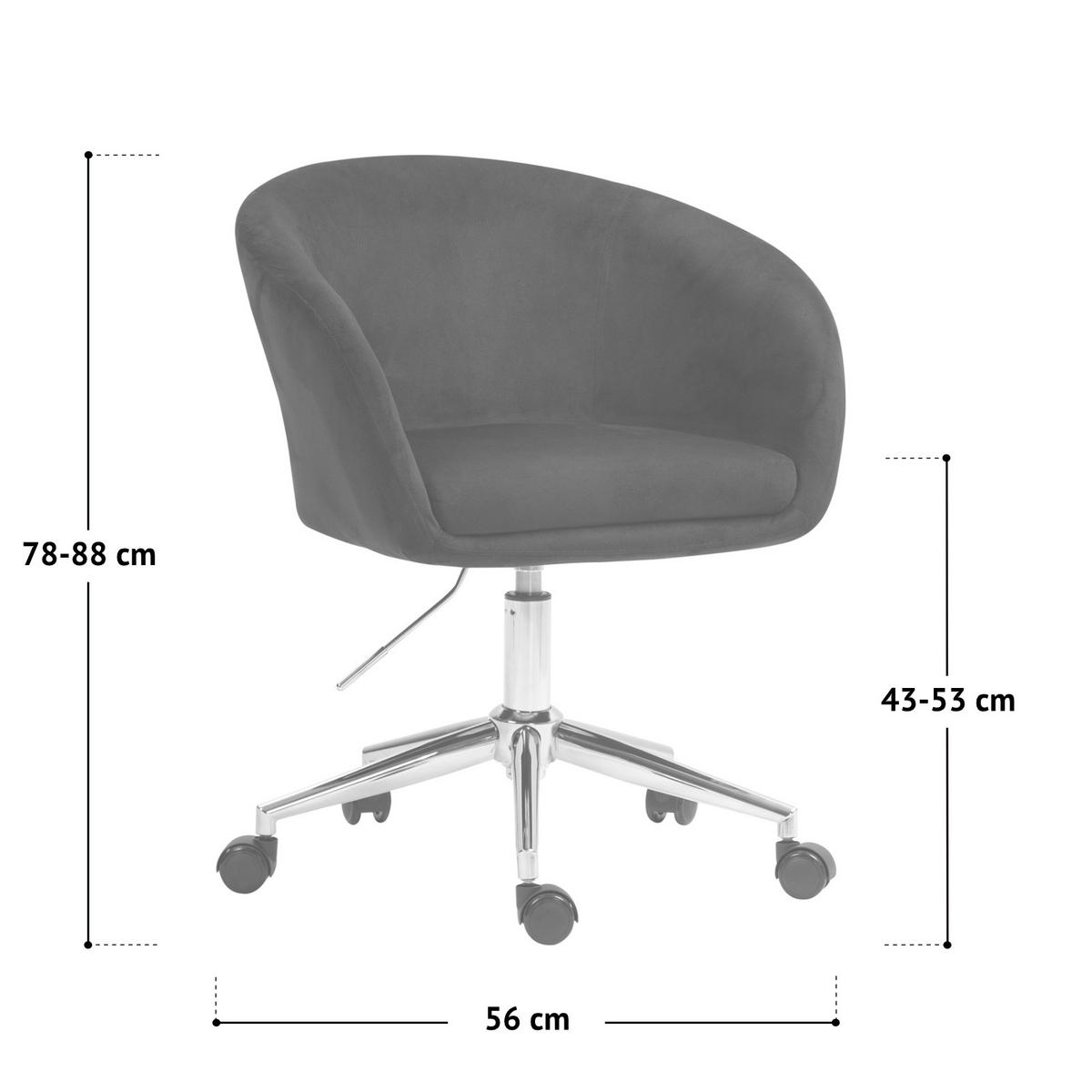 SCHREIBTISCHSTUHL LOUISA Blau - Blau/Silberfarben, Textil/Metall (56/88/56cm) - SVITA
