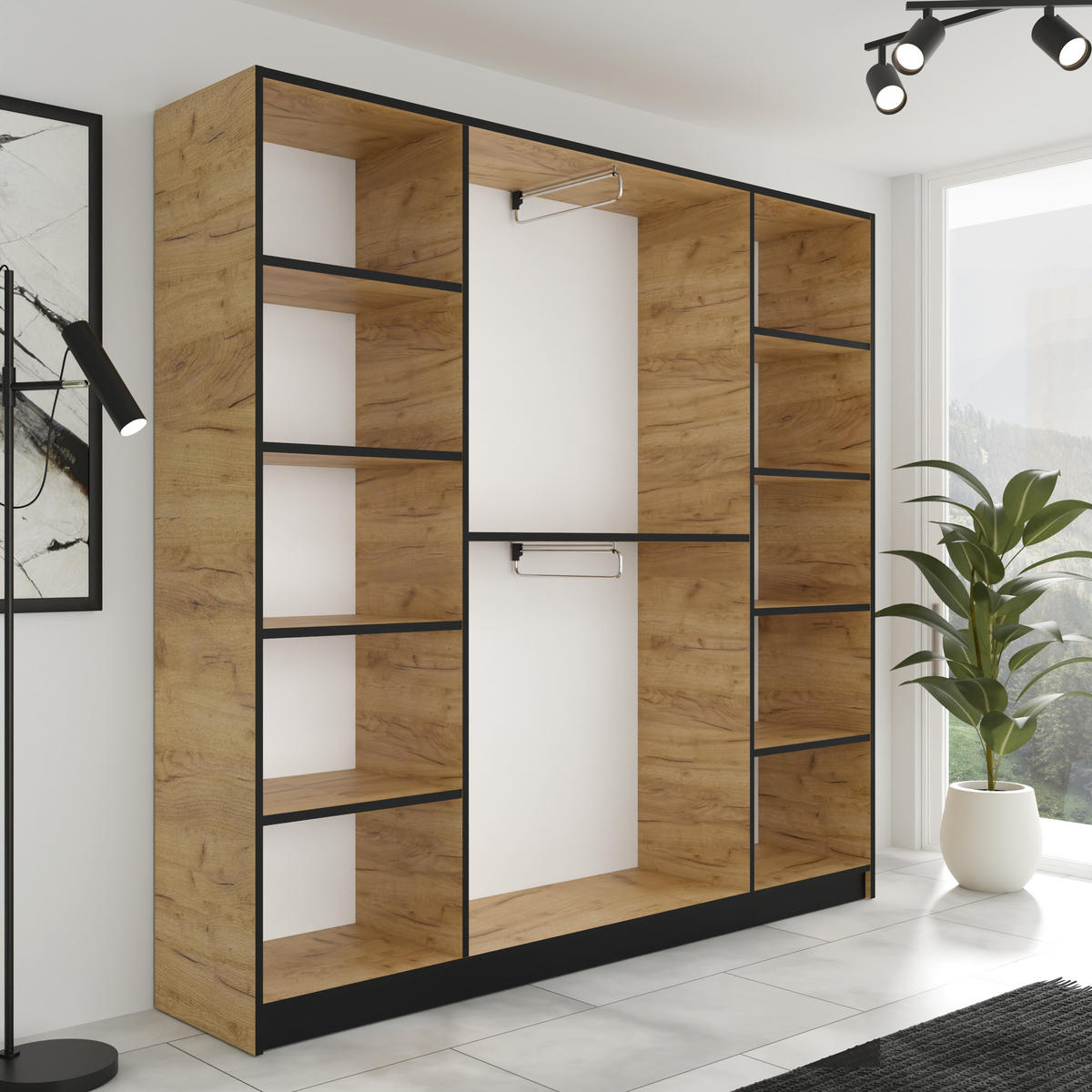DREHTÜRENSCHRANK ROJ MIT AUFSATZ 4D Eiche Craft Gold - Honigeiche, Holzwerkstoff (207/247/39cm) - Kier Furniture