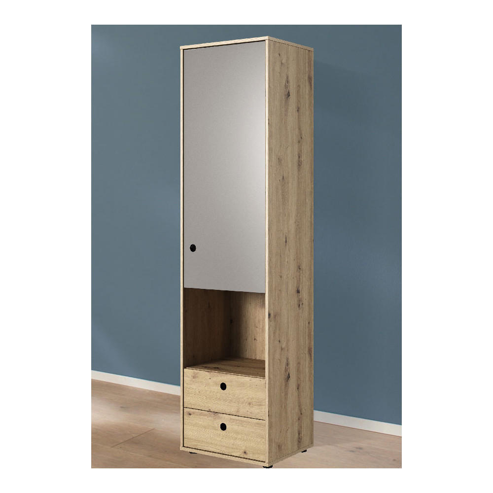 STAURAUMSCHRANK Kuki Bernstein Eiche / platingrau 50 / 40 / 193 cm - Braun/Grau, Holz/Holzwerkstoff (50/193/40cm) - Feldmann-Wohnen