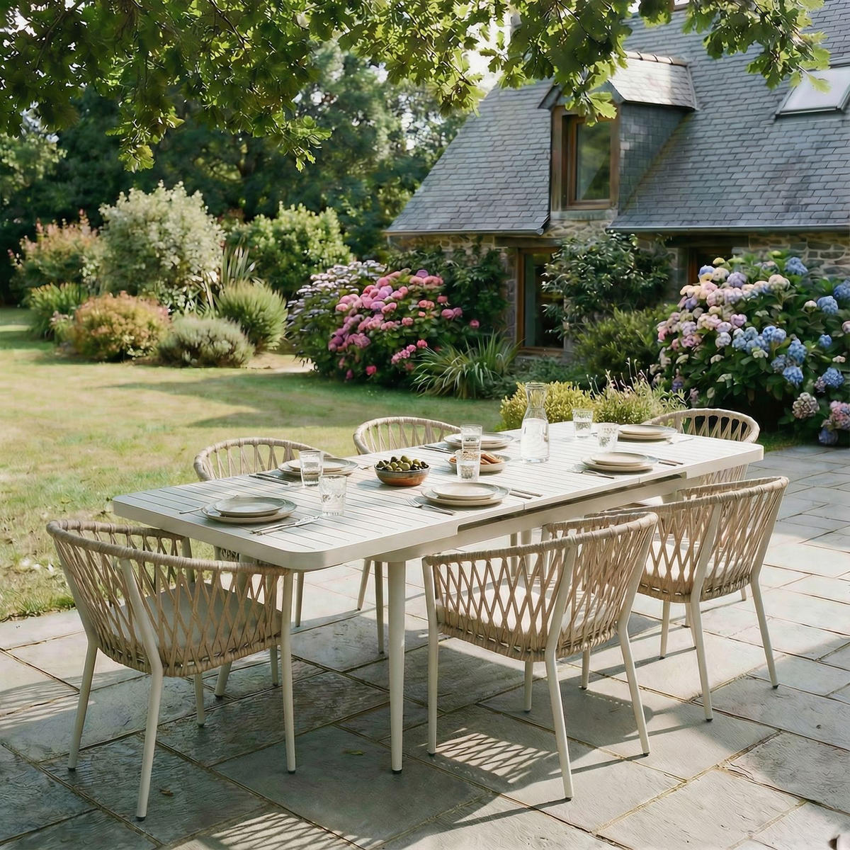 GARTENMÖBEL SET SUNNY 7er Set weiß - Weiß, Metall - IDIMEX