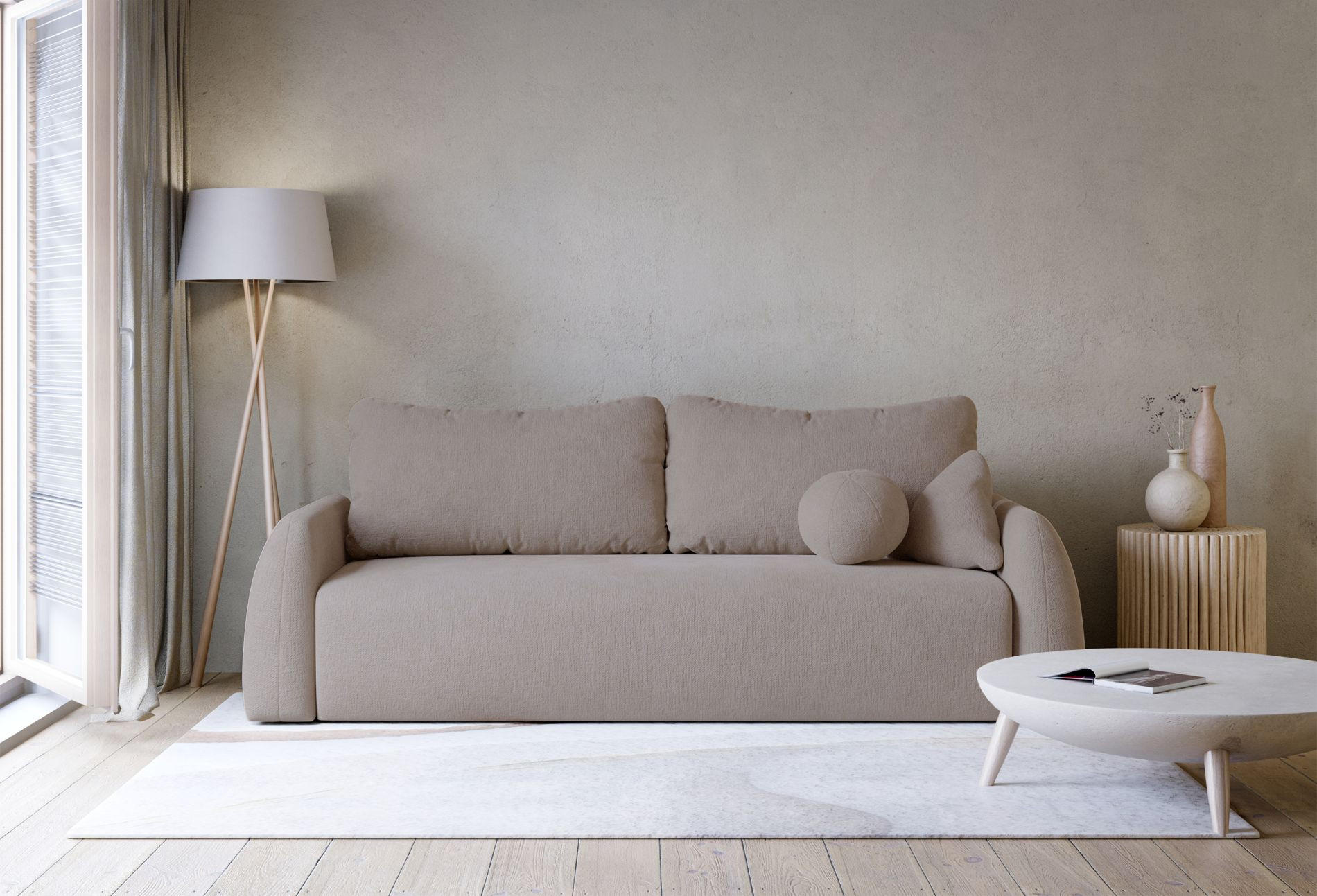 Thumbnail - Selsey 3-Sitzer, Greige, Textil, 244x85x93 cm, Wohnzimmer, Sofas & Couches, Schlafsofas