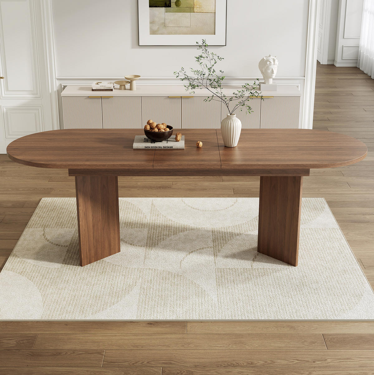 ESSTISCH 160/200/90 cm in Nussbaum ausziehbar mit abgerundeten Ecken - Walnussfarben, Holzwerkstoff (200/90/75cm) - Flora Grace