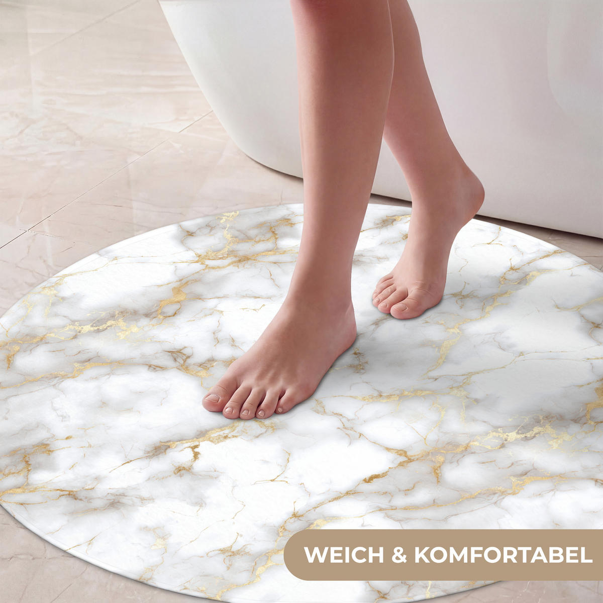 KOUPELNOVÁ PŘEDLOŽKA Zlaté žilky - Mramor - Bílý 70x70 cm - bílá, textil/plast (70/70cm)