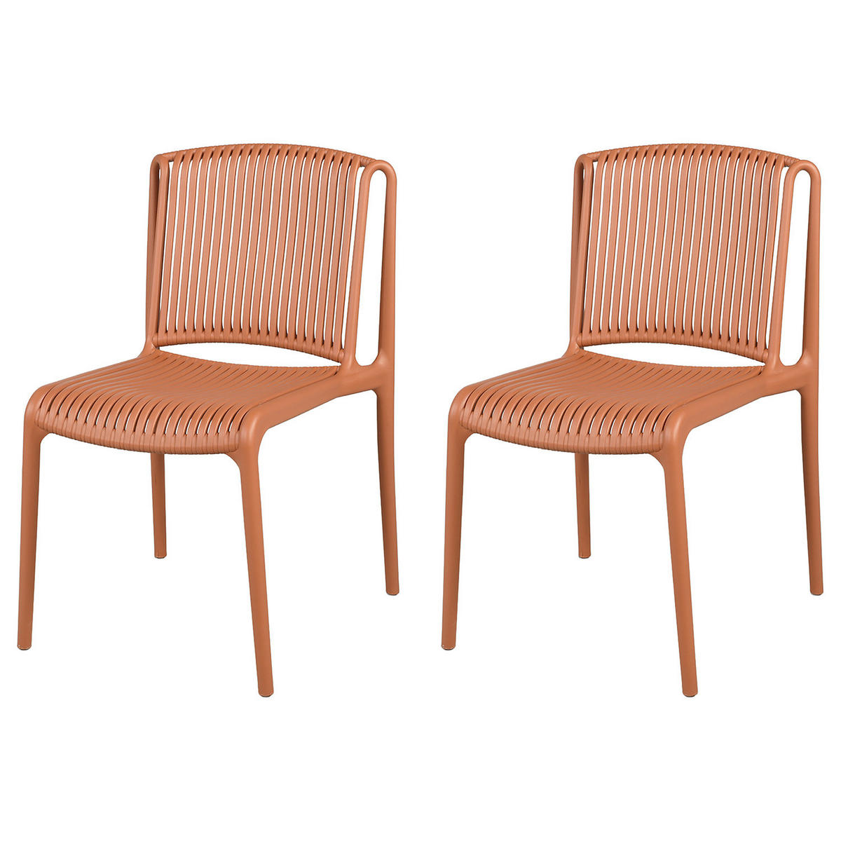 GARTENSTUHL - 2er-Set - Polypropylen - Terracotta, Kunststoff (53/83/56cm) - home24