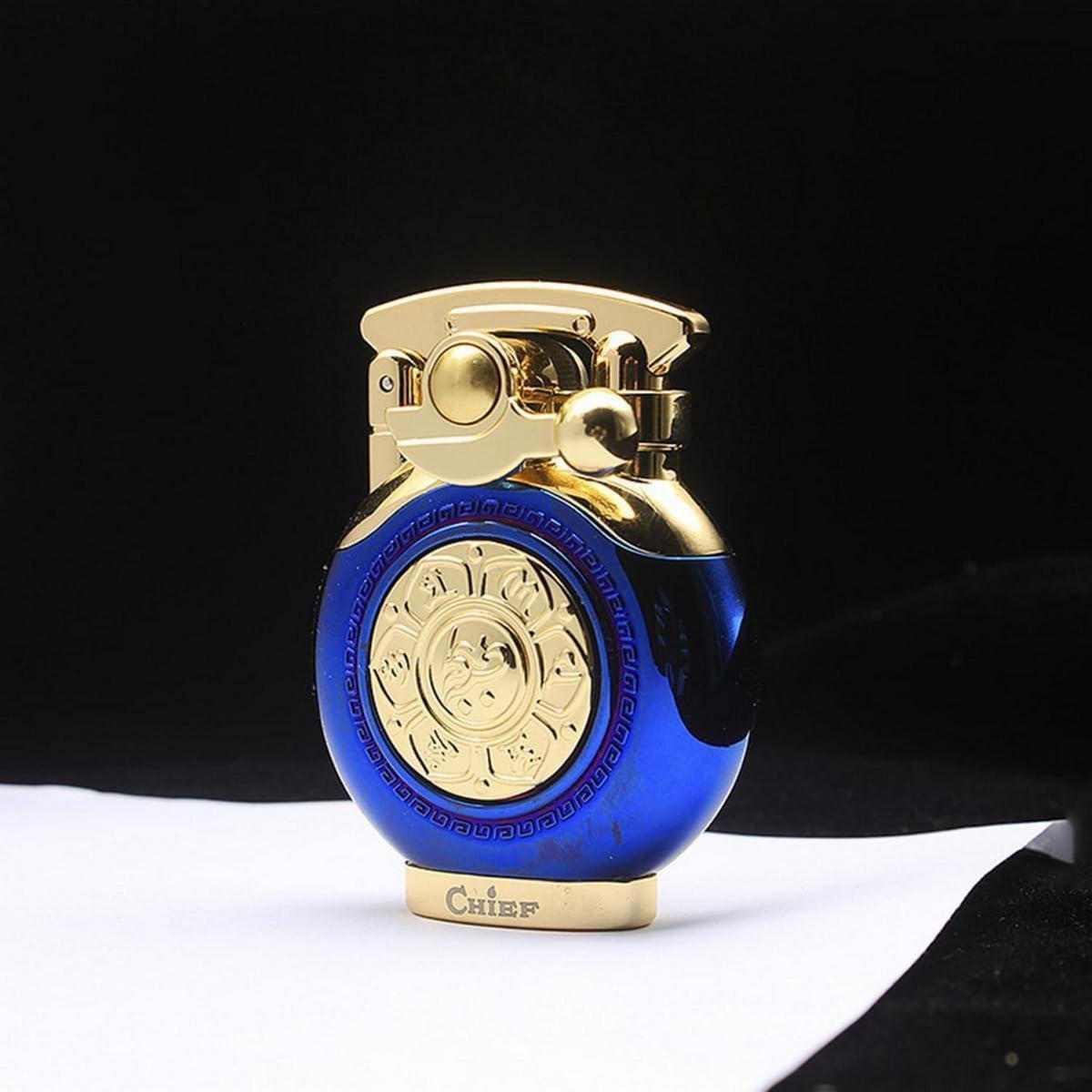 FEUERZEUG Vintage Blau Winddicht Rotierende Zündung - Multicolor, Metall (4/1.2/7cm)