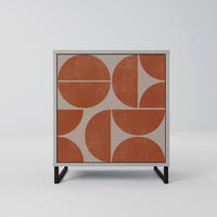 SIDEBOARD REPETITION COMPULSION, Grau, 57,5x42x67,5 cm, Schwarze Metall-Rahmenfüße - Multicolor/Schwarz, Holzwerkstoff/Metall (57.5/67.5/42cm) - SpaceRebels