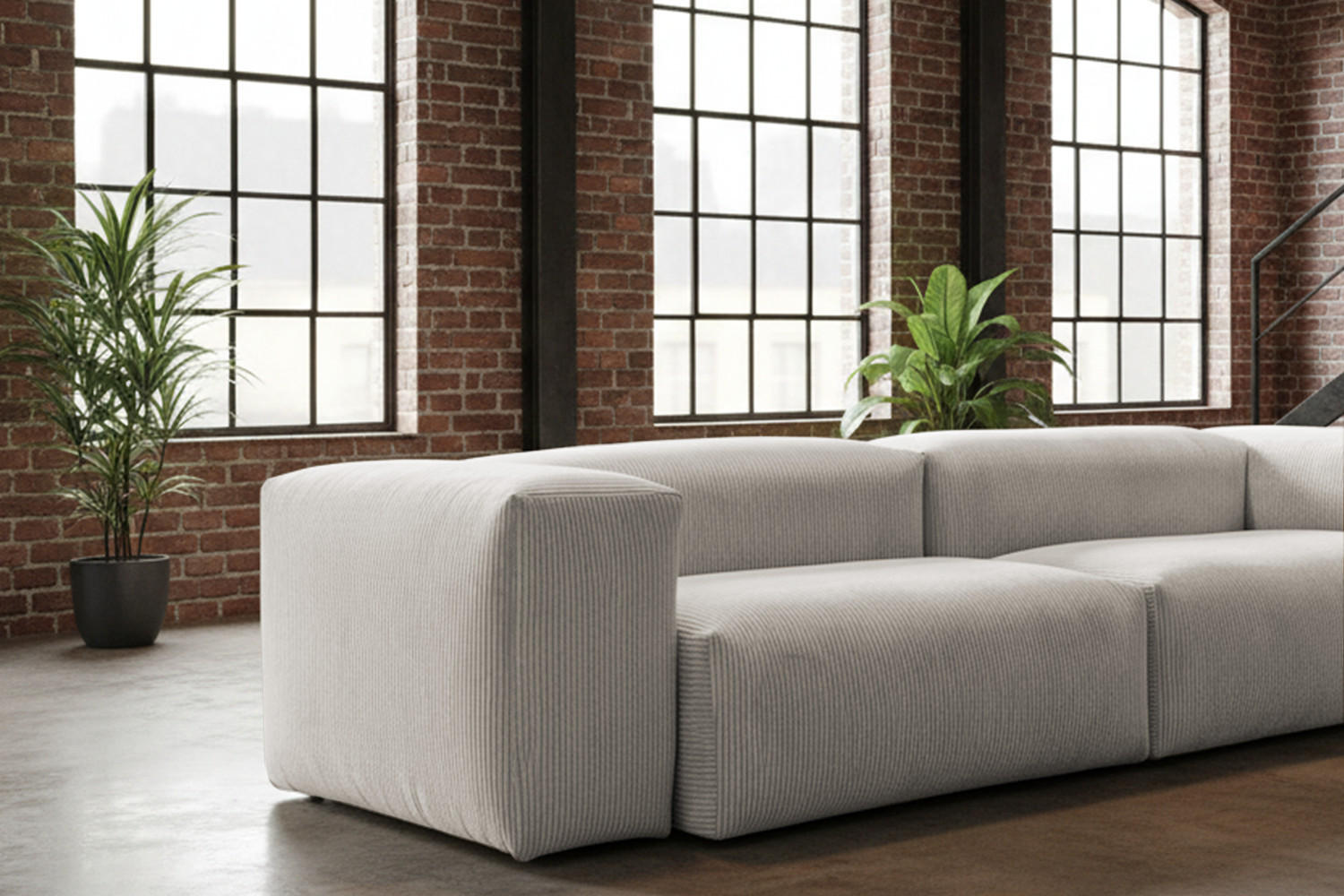 SOFA CELESTE Hellgrau Cord - Hellgrau/Schwarz, Kunststoff/Textil (302/72/114cm) - KAWOLA