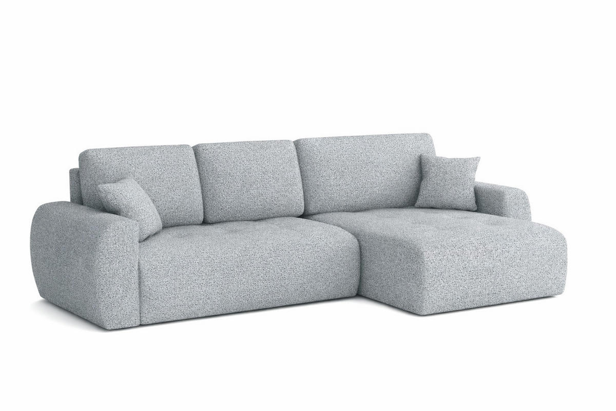 ECKSOFA Mit Schlaffunktion Und Bettkasten L-Form Ivo L, Chenille-Stoff Artico, Cement, Rechts - Hellgrau, Holz (250/142cm) - Kaiser Möbel