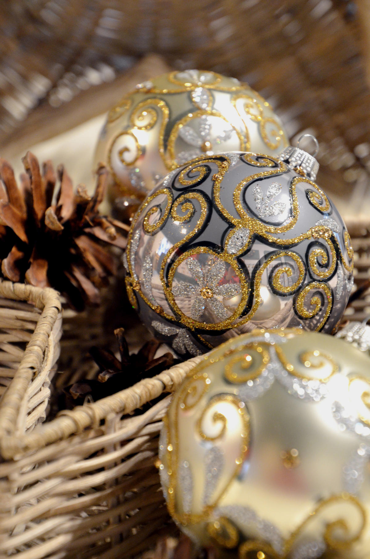 CHRISTBAUMKUGELN Chabli-Stil Goldfarbig 8cm (Glas / 3 Stk.) - Goldfarben, Glas (7/8/7cm) - Krebs Glas Lauscha