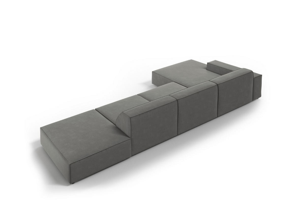 ECKSOFA links Jodie aus Samt hellgrau 5 Sitzplätze - Hellgrau, Textil (166/341cm) - Micadoni