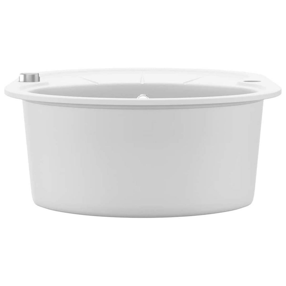 GRANITSPÜLE Einzelbecken Oval Weiss - Weiß, Stein (49/20.5/77cm) - vidaXL