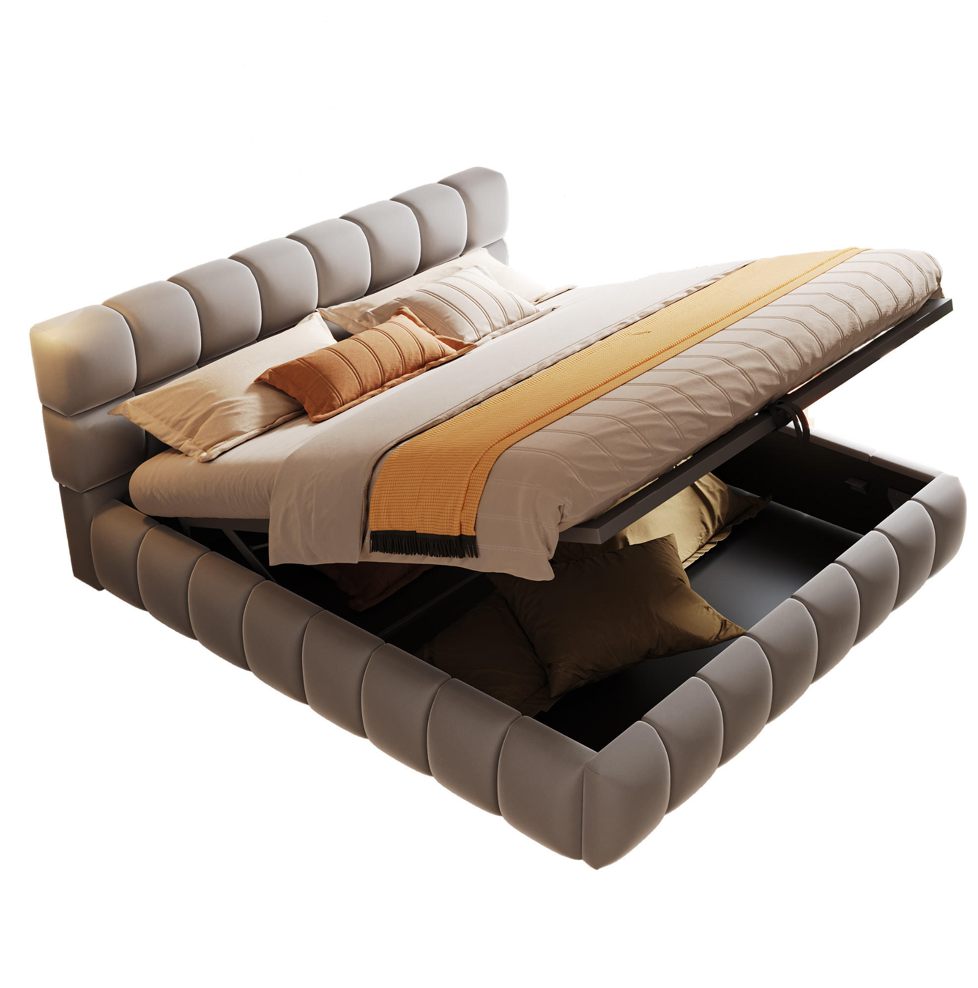 POLSTERBETT 140/200 cm aus Samtstoff mit hydraulischem Stauraum Grau - Grau, Textil (140/200cm) - Modenvie