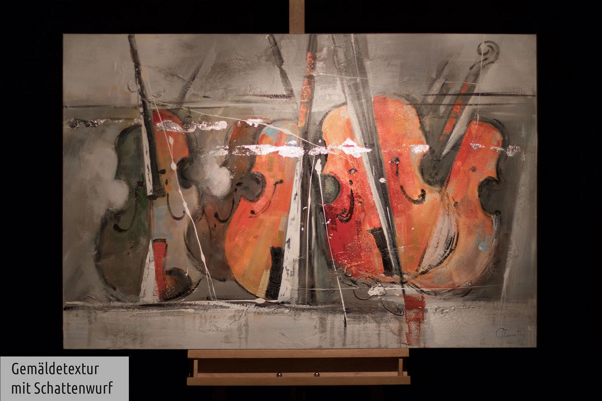 ACRYLBILD HANDGEMALT 120/80 cm - Orange/Grau, Holz/Textil (2/80cm) - KUNSTLOFT