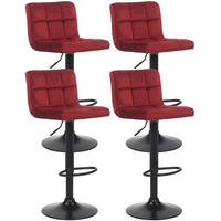 BARHOCKER 4er Set Samt Rot - Rot/Schwarz, Textil/Metall (40/85/40cm) - CLP