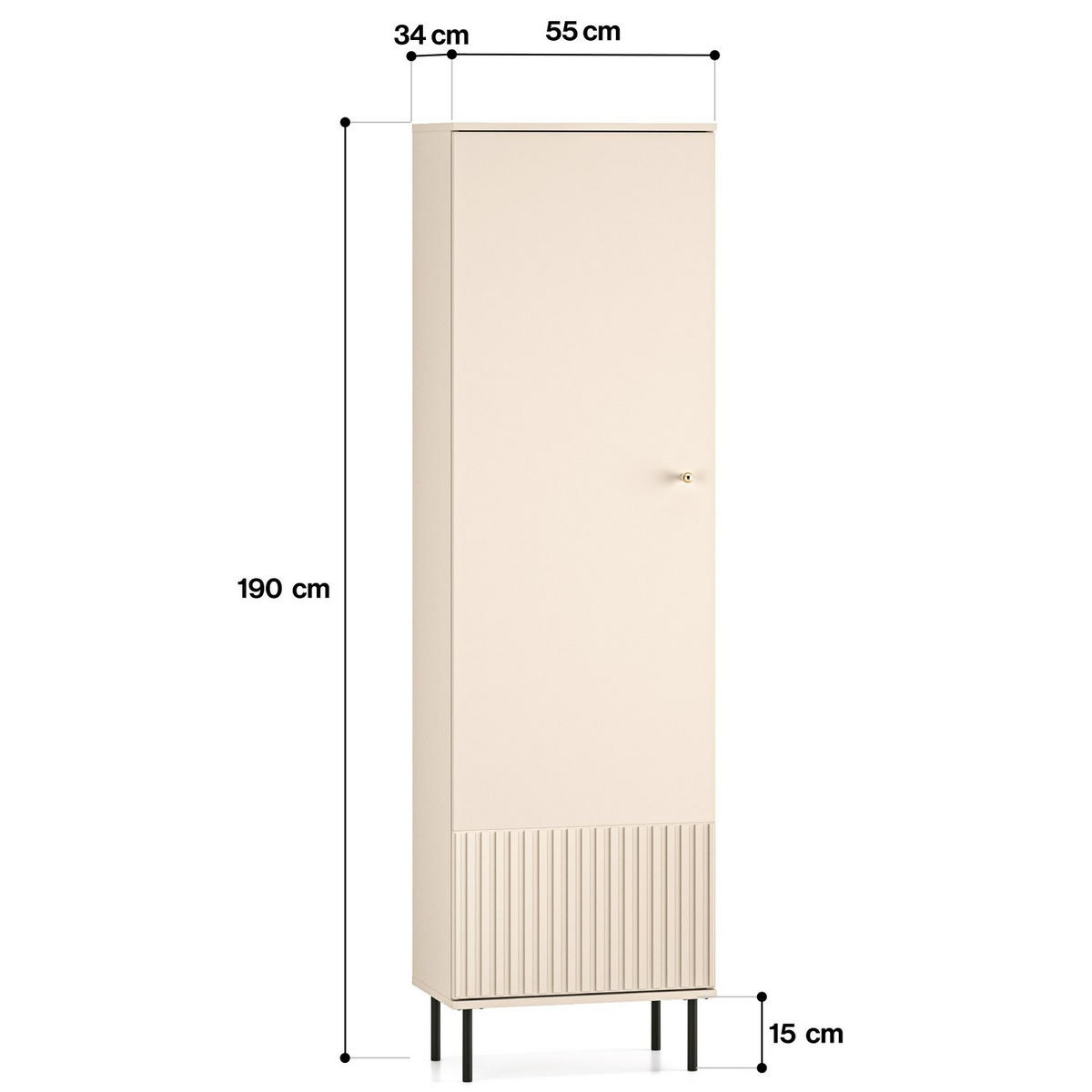 GARDEROBENSCHRABK Caletto Beige 55 cm - Beige/Goldfarben, Holzwerkstoff/Metall (55/190/34cm) - Selsey
