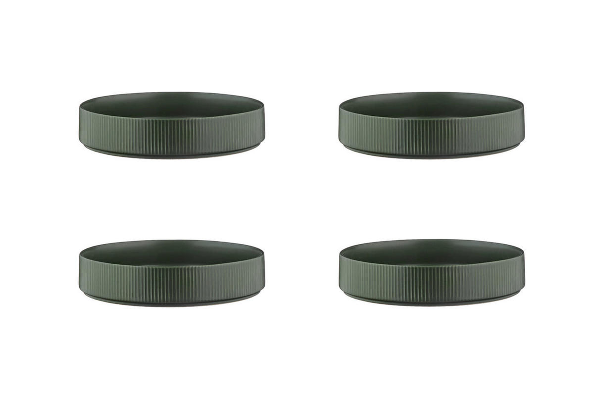 SUPPENTELLER Scandi Ø21,5cm - 4er-Set - Olive - Grün, Keramik (21.5cm) - Björn