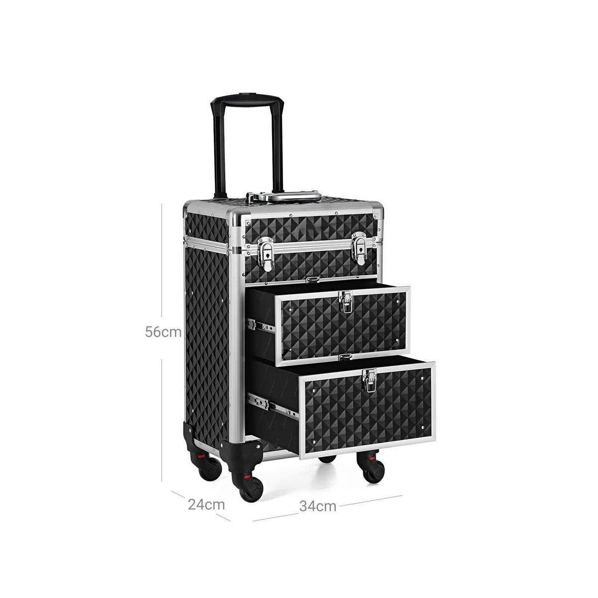 KOSMETIKKOFFER SCHMINKKOFFER - Schwarz, Holzwerkstoff (57/27/34cm) - Hansiro
