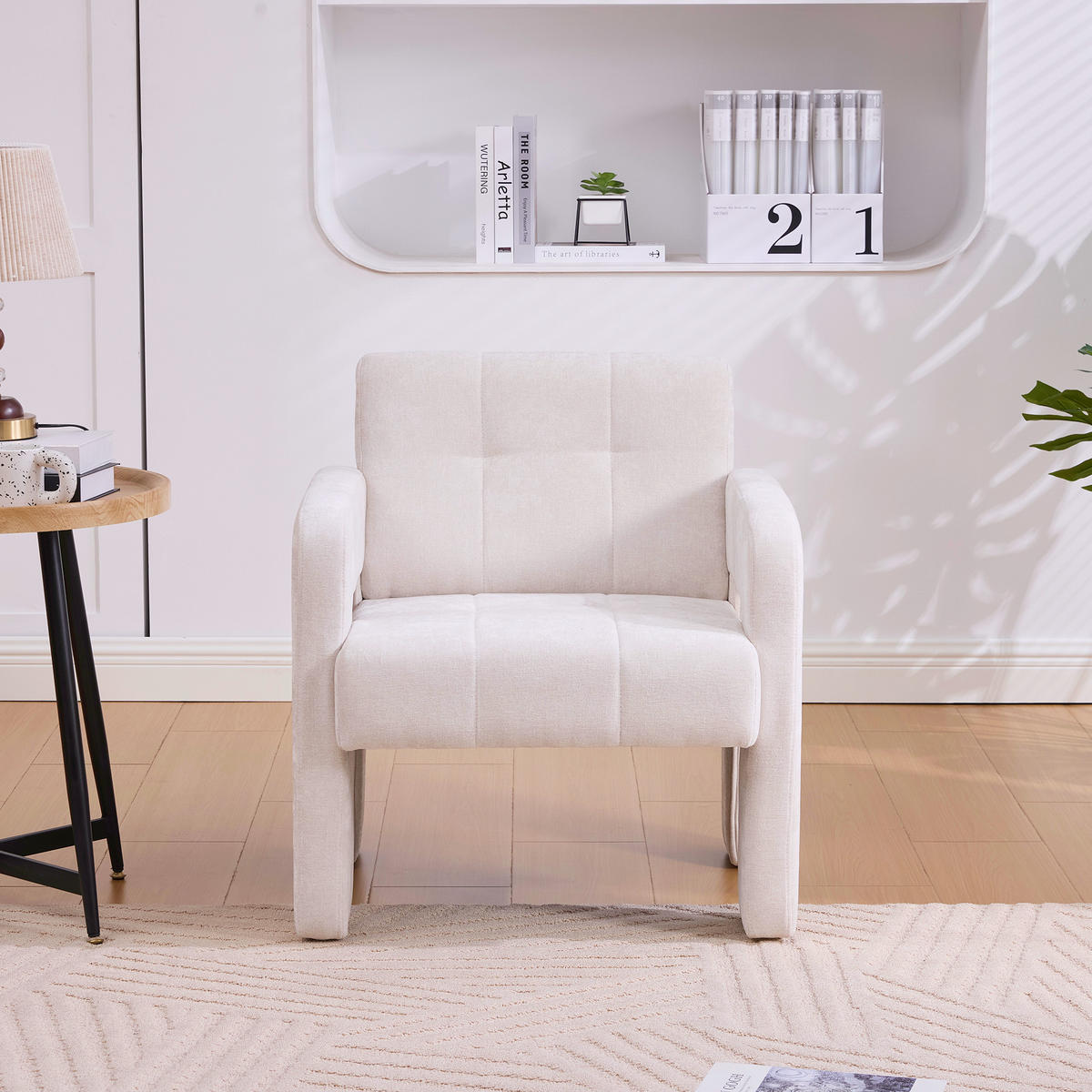 SESSEL Chenille 67x69x74 cm-Polstersessel Belastbar,Beige - Beige, Textil/Metall (67/74/69cm) - PARAFTA HOME