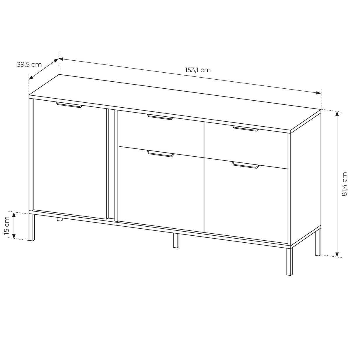 SIDEBOARD LAVIK KOM2 ABS-Kante Anthrazit Anthrazit - Anthrazit, Glas/Holzwerkstoff (153/82/40cm) - Komodee