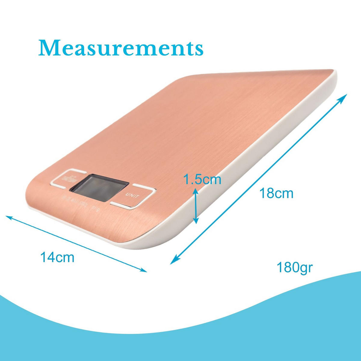 KÜCHENWAAGE mit LCD Display - Rosa, Metall (16.5/3/20.5cm) - Intirilife