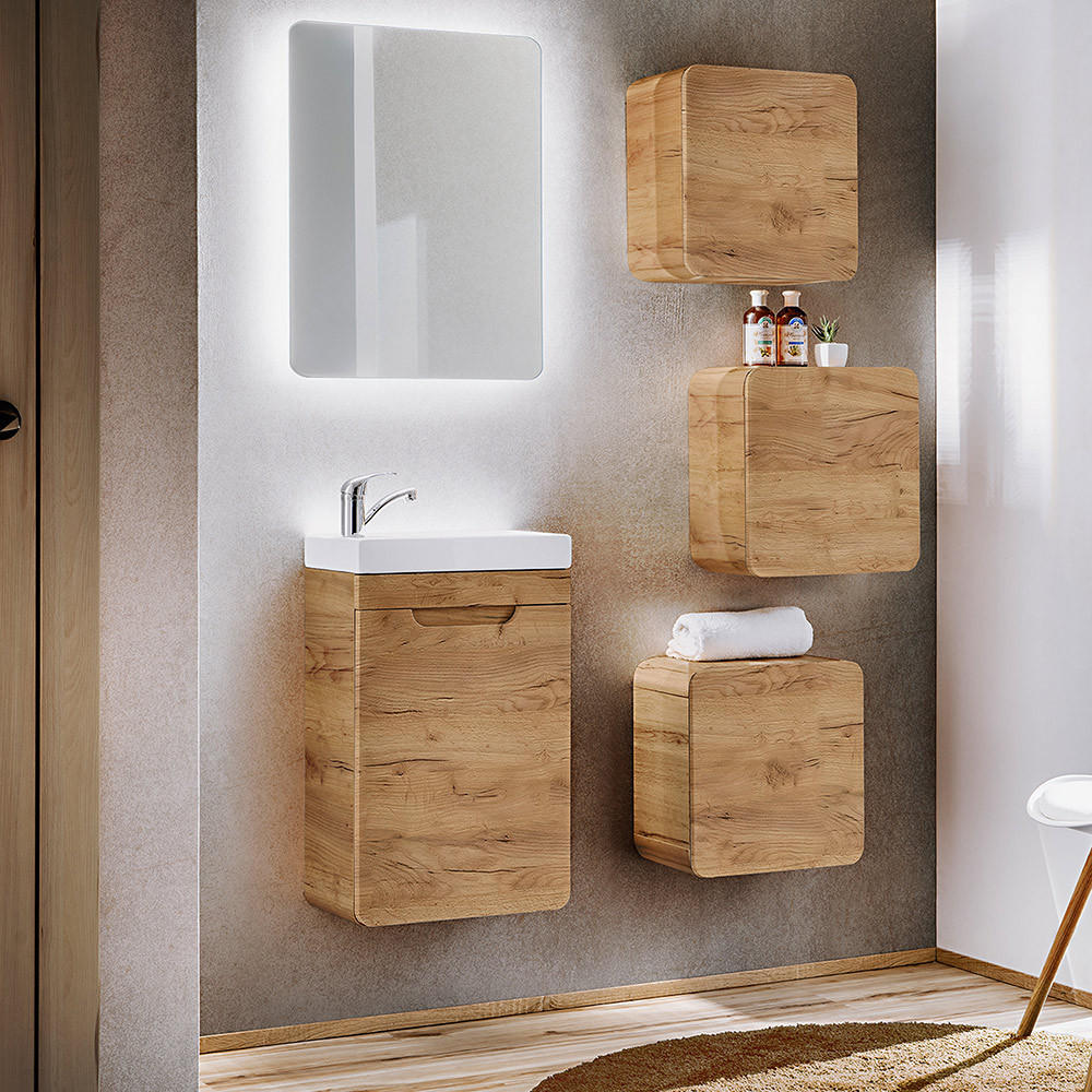 BADMÖBEL-SET 5-TLG. Luton-56 - Braun, Holzwerkstoff (95/195/22cm) - Lomado