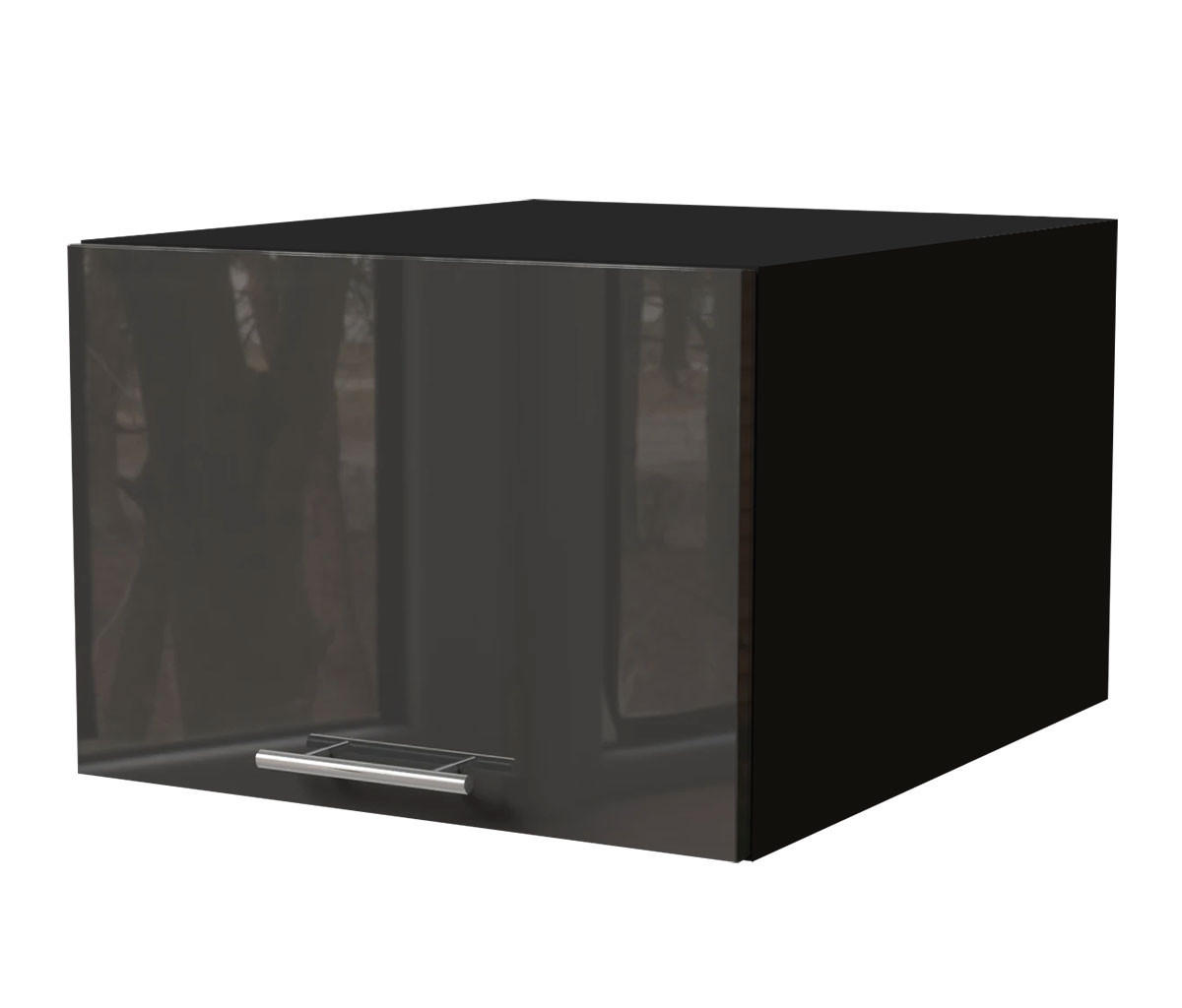 AUFSATZSCHRANK Essen W6B/50 Graphit Hochglanz / Schwarz Matt 50 / 59 / 36cm - Schwarz/Graphitfarben, Holz/Holzwerkstoff (50/36/59cm) - Feldmann-Wohnen