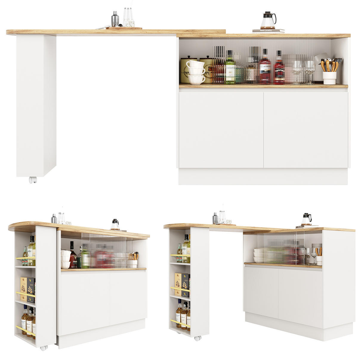 BARTISCH Weiß 90-120/45/100 cm - Weiß, Holz (90/100/45cm) - PANGIVO