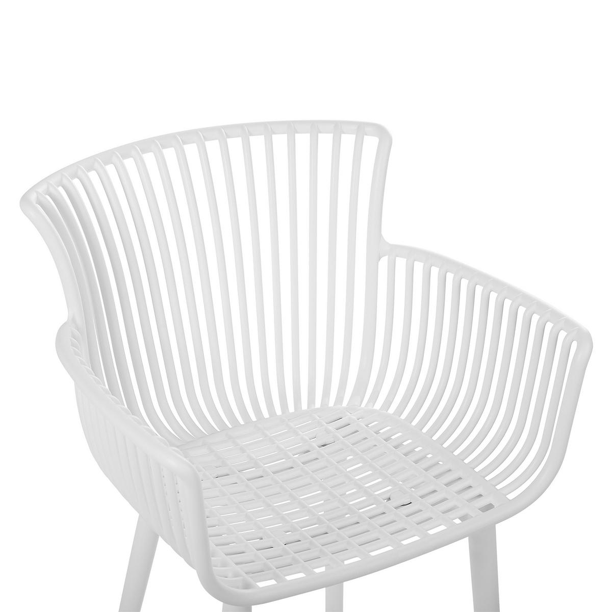 GARTENSTUHL 4er-Set Kunststoff weiß Pesaro - Weiß, Kunststoff (58/84/45cm) - Beliani