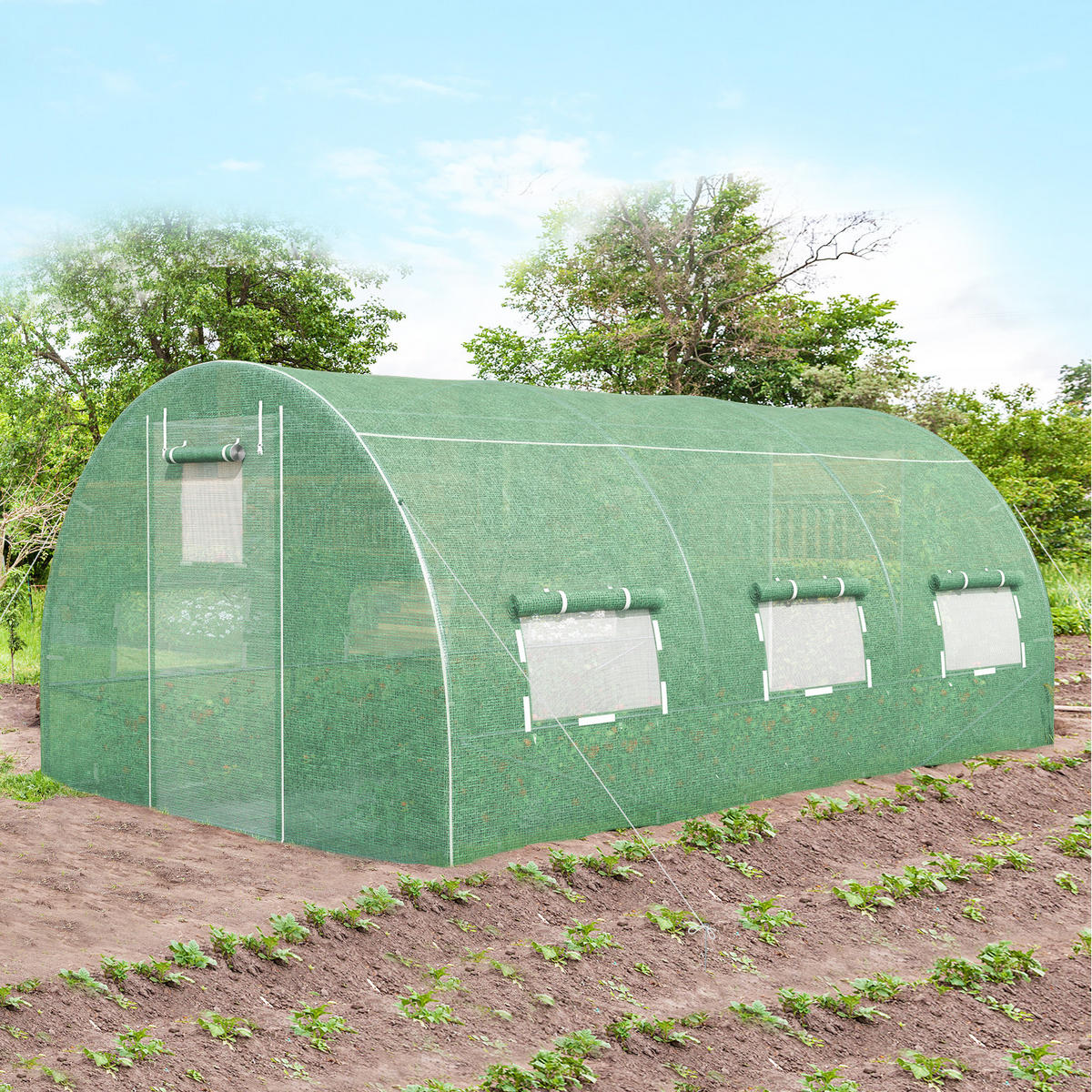 GEWÄCHSHAUS Grün - Grün, Metall (300/200/400cm) - COSTWAY