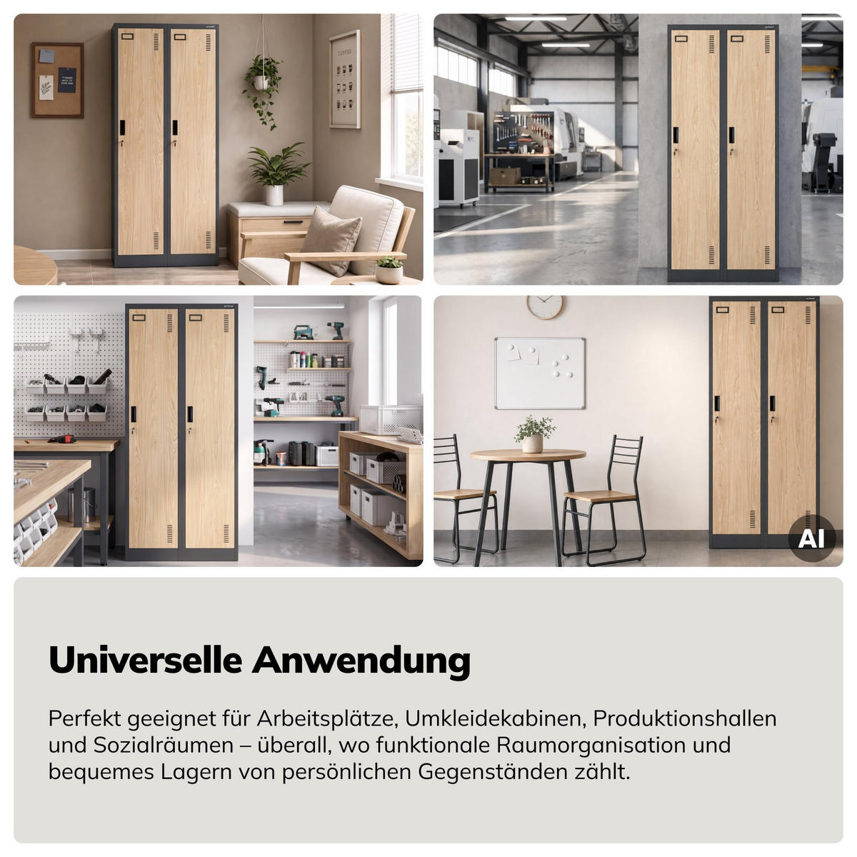 PERSONALSCHRANK KACPER 180x80x50 cm - Anthrazit/Sonoma Eiche, Metall (80/180/50cm) - Jan Nowak