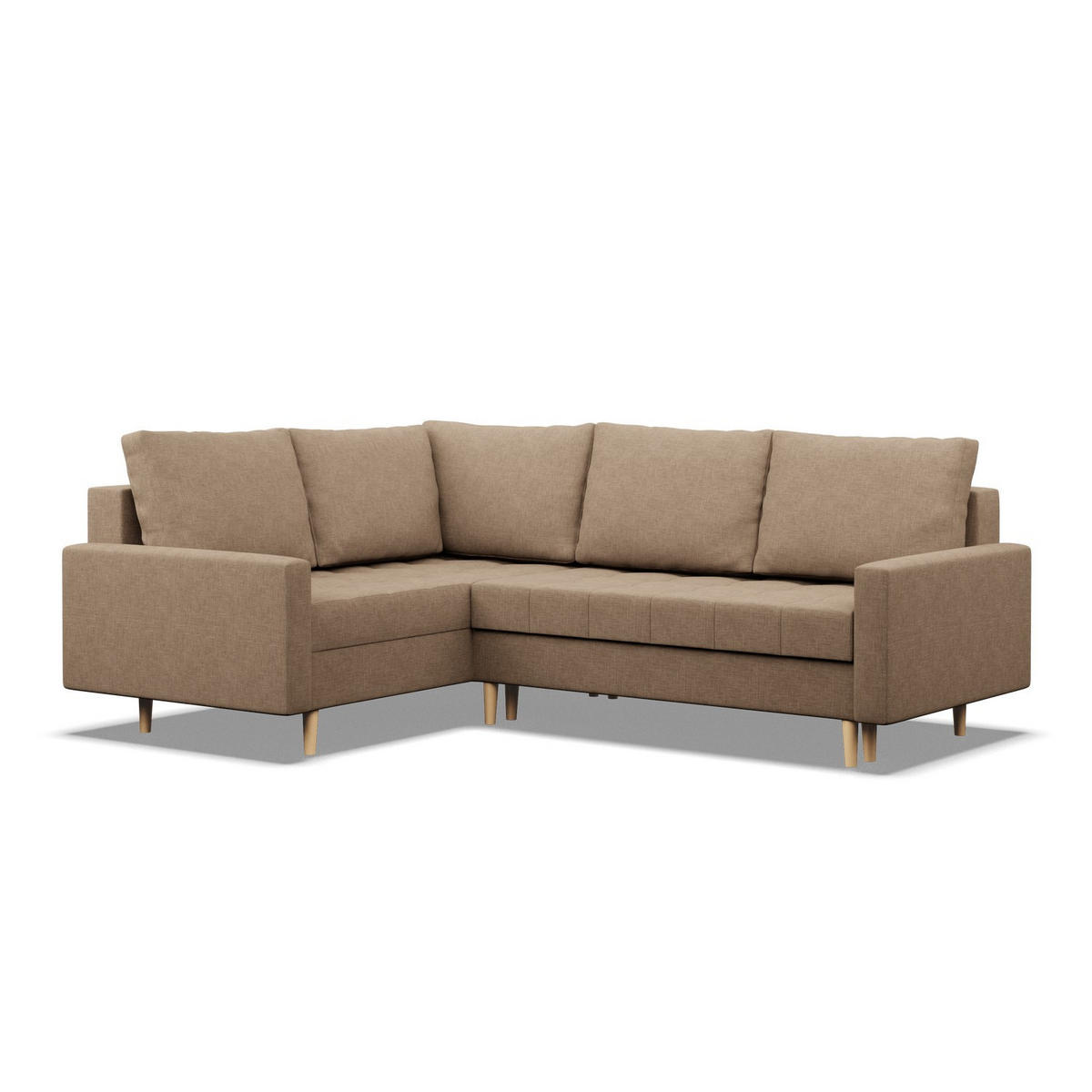 ECKSOFA LINKS MIT SCHLAFFUNKTION ELMA, Braun - Braun, Textil (223/172cm) - Mebligo