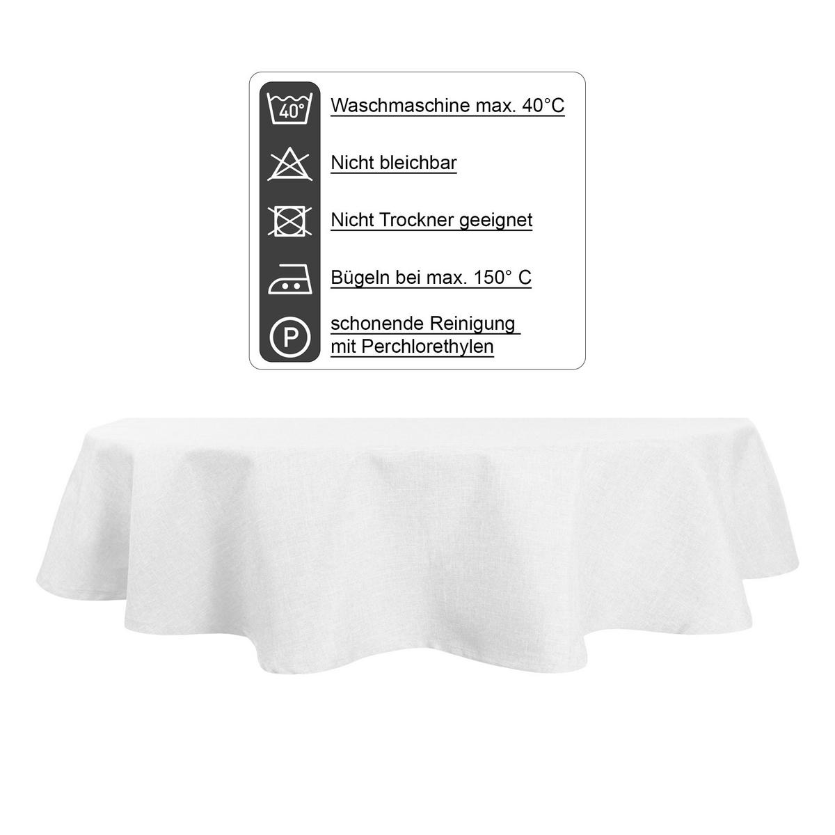 TISCHDECKE Leinenoptik 160/260 cm oval Weiß - Weiß, Textil (160/260cm) - TiborTex