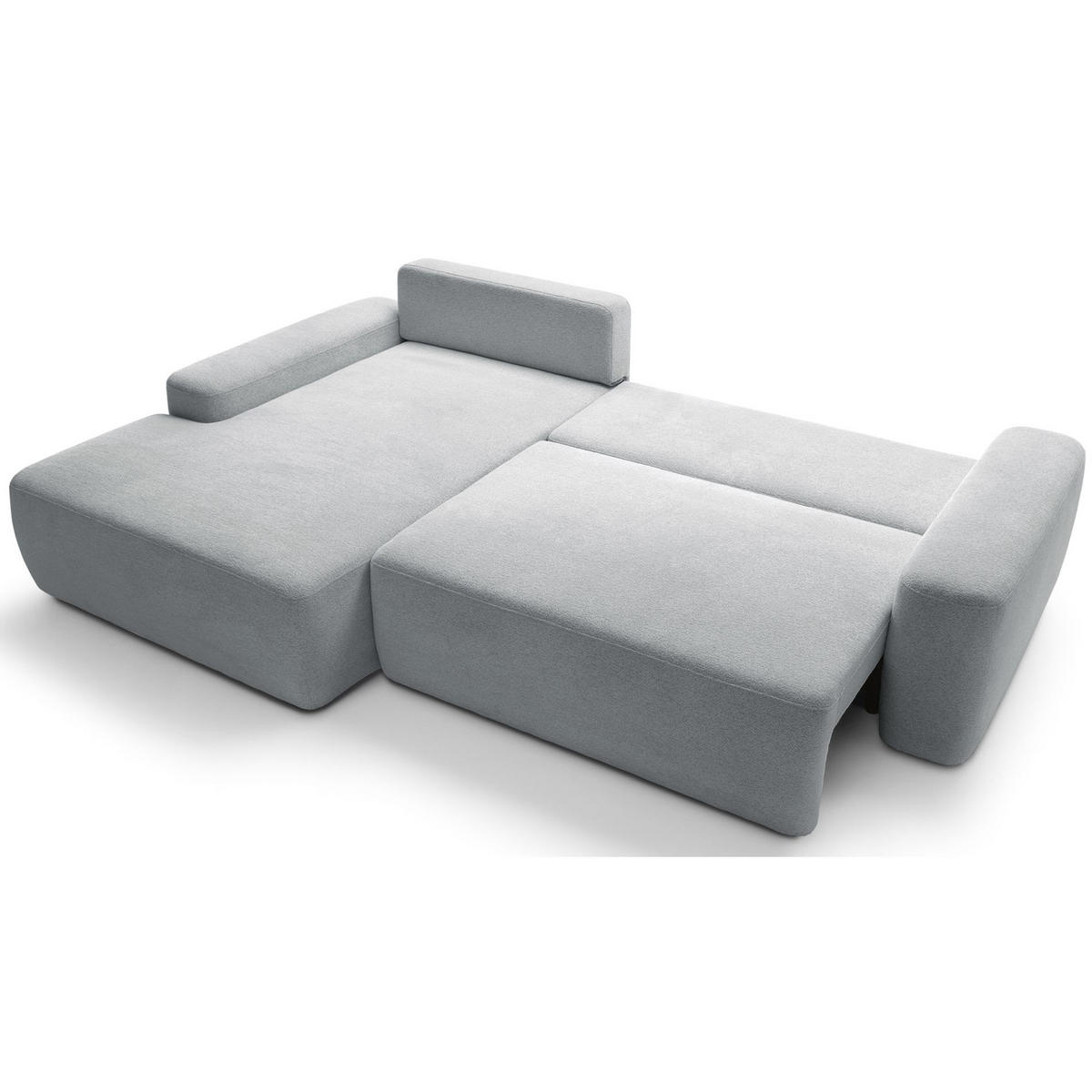 ECKSOFA Baleo Hellgrau Chenille-Bezug - Hellgrau/Schwarz, Kunststoff/Textil (264/162cm) - Selsey